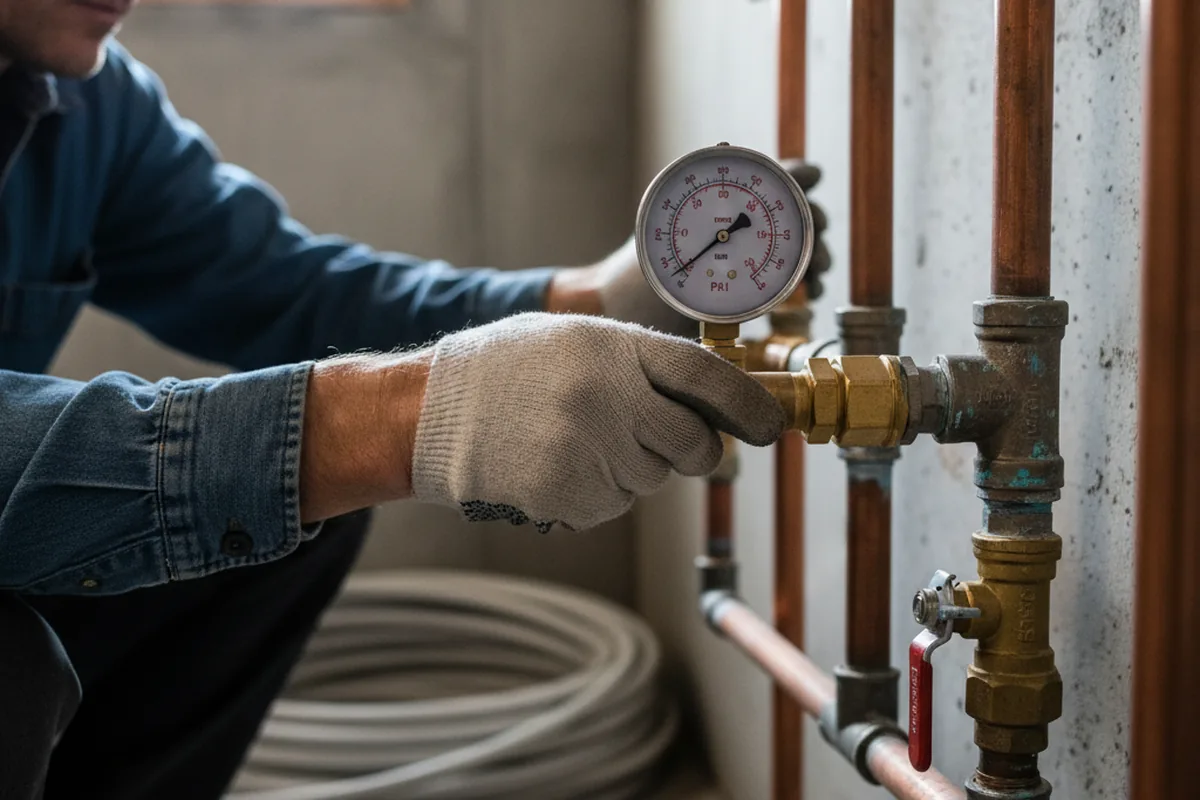 Pressure testing a repaired line during Water Line Repair in Chewelah